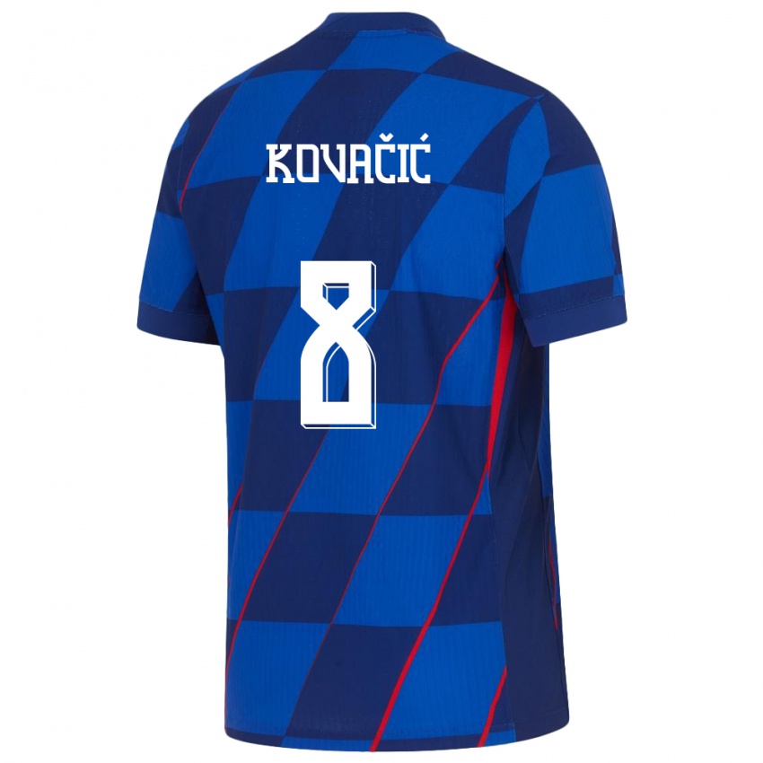 Kinder Kroatien Mateo Kovacic #8 Blau Auswärtstrikot Trikot 24-26 T-Shirt Österreich