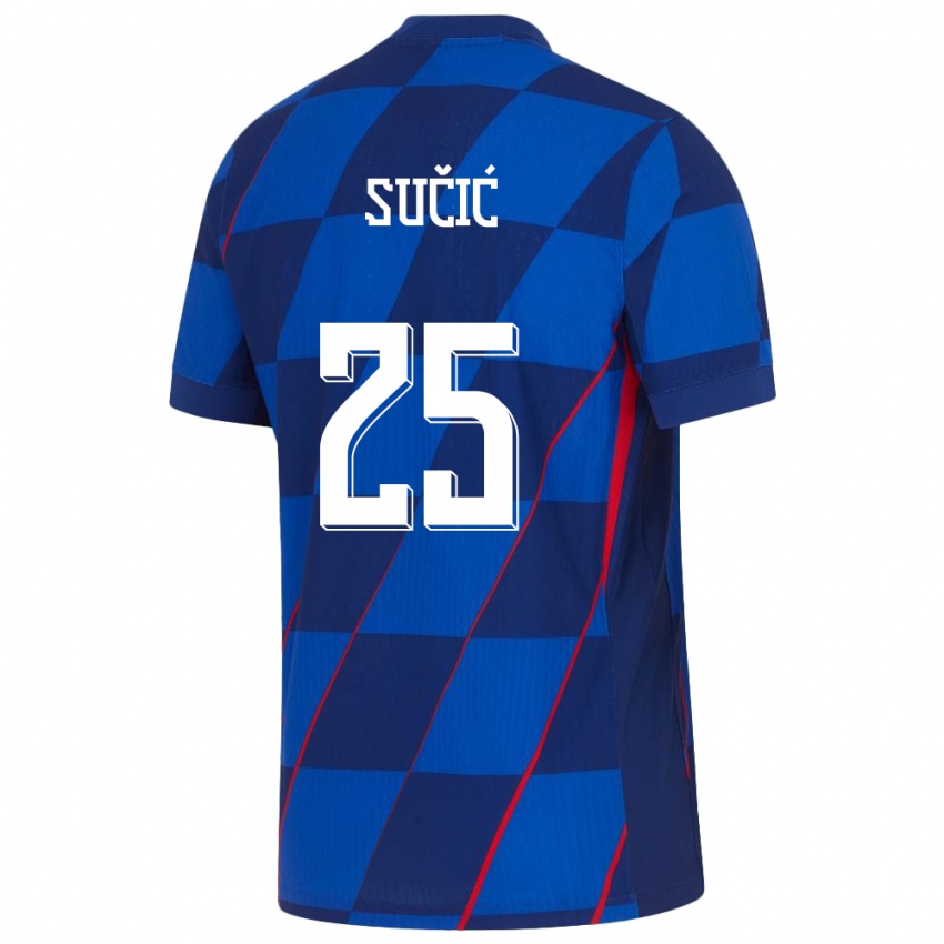 Kinder Kroatien Luka Sucic #25 Blau Auswärtstrikot Trikot 24-26 T-Shirt Österreich