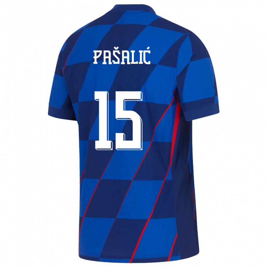 Kinder Kroatien Mario Pasalic #15 Blau Auswärtstrikot Trikot 24-26 T-Shirt Österreich