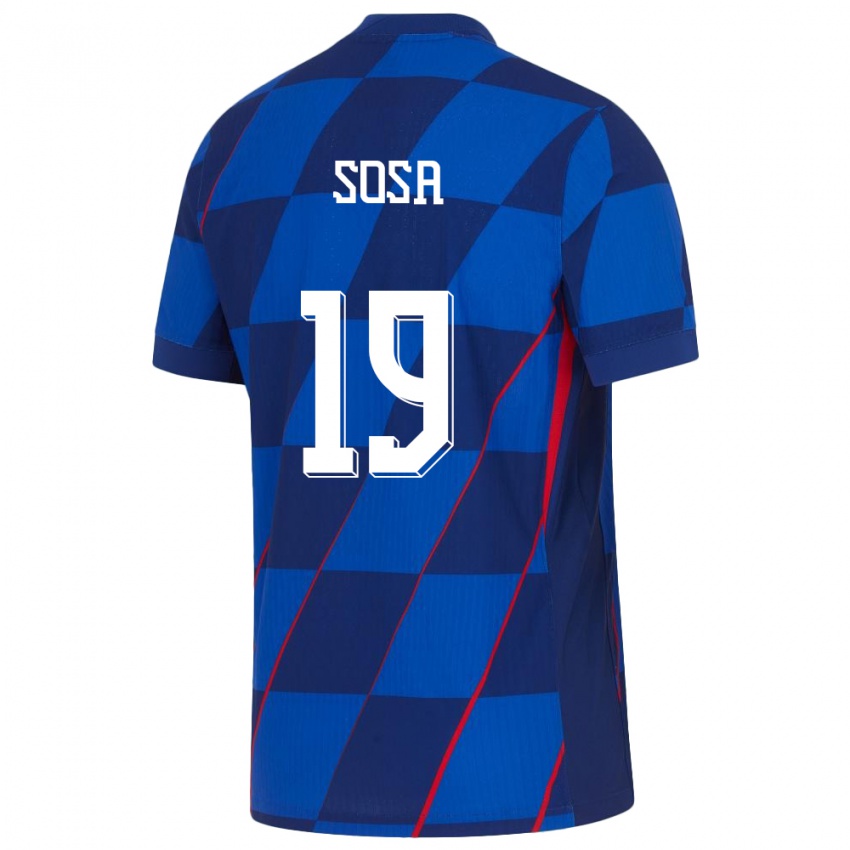 Kinder Kroatien Borna Sosa #19 Blau Auswärtstrikot Trikot 24-26 T-Shirt Österreich