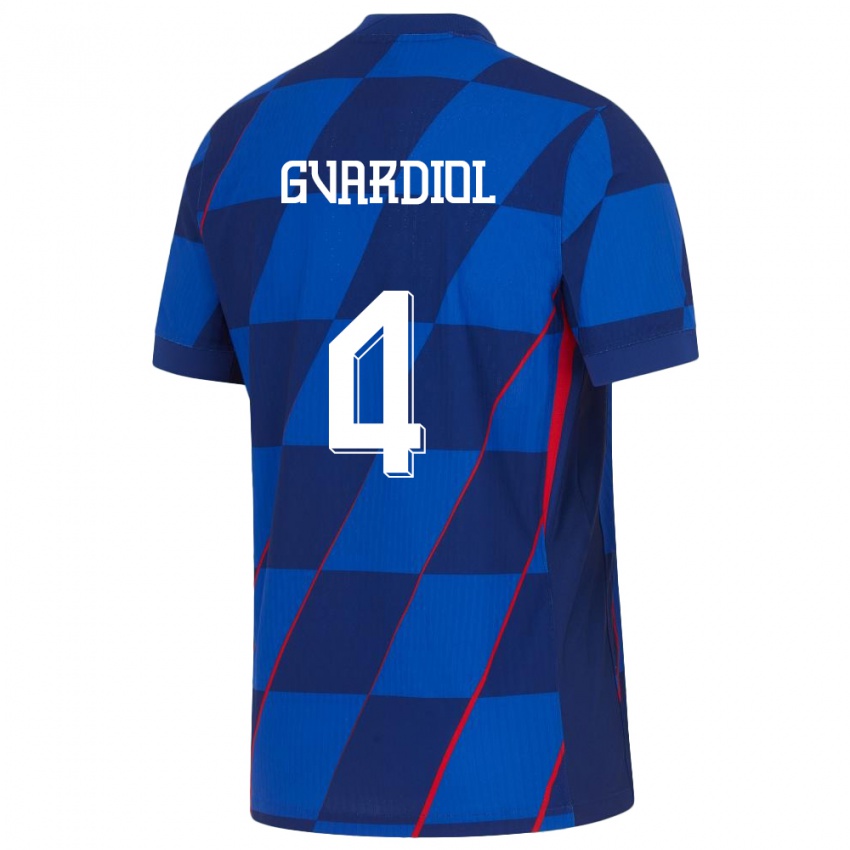 Kinder Kroatien Josko Gvardiol #4 Blau Auswärtstrikot Trikot 24-26 T-Shirt Österreich