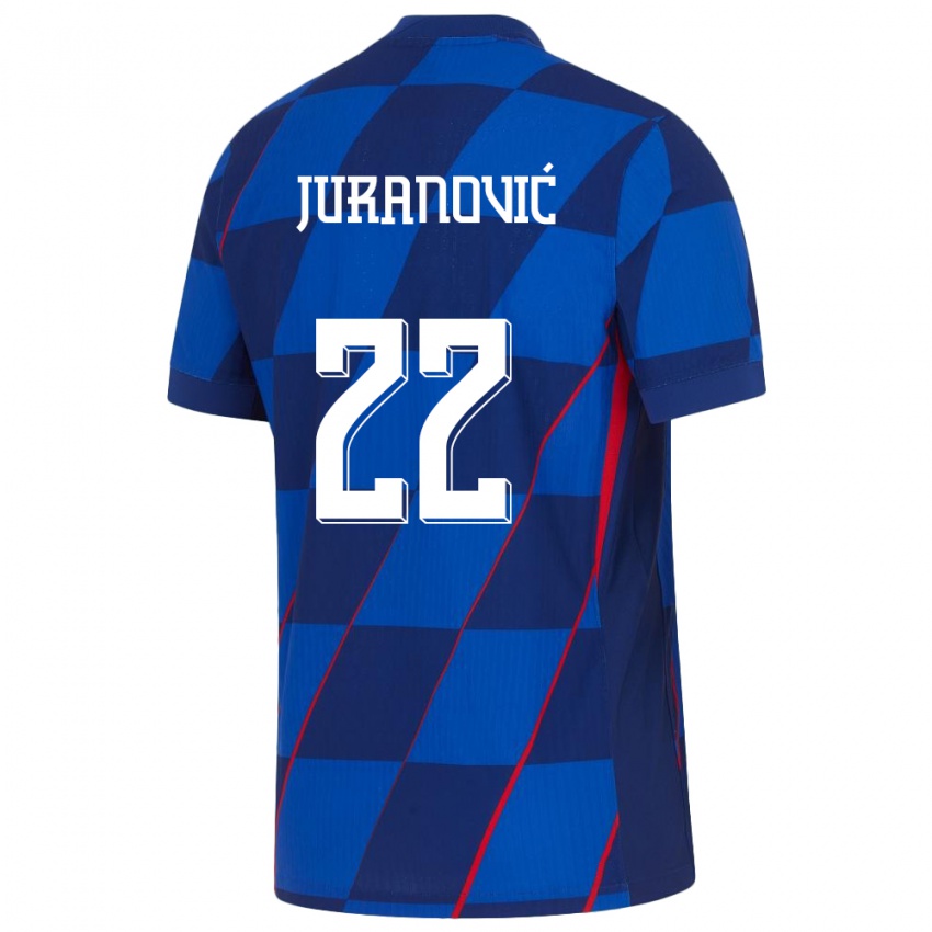 Kinder Kroatien Josip Juranovic #22 Blau Auswärtstrikot Trikot 24-26 T-Shirt Österreich