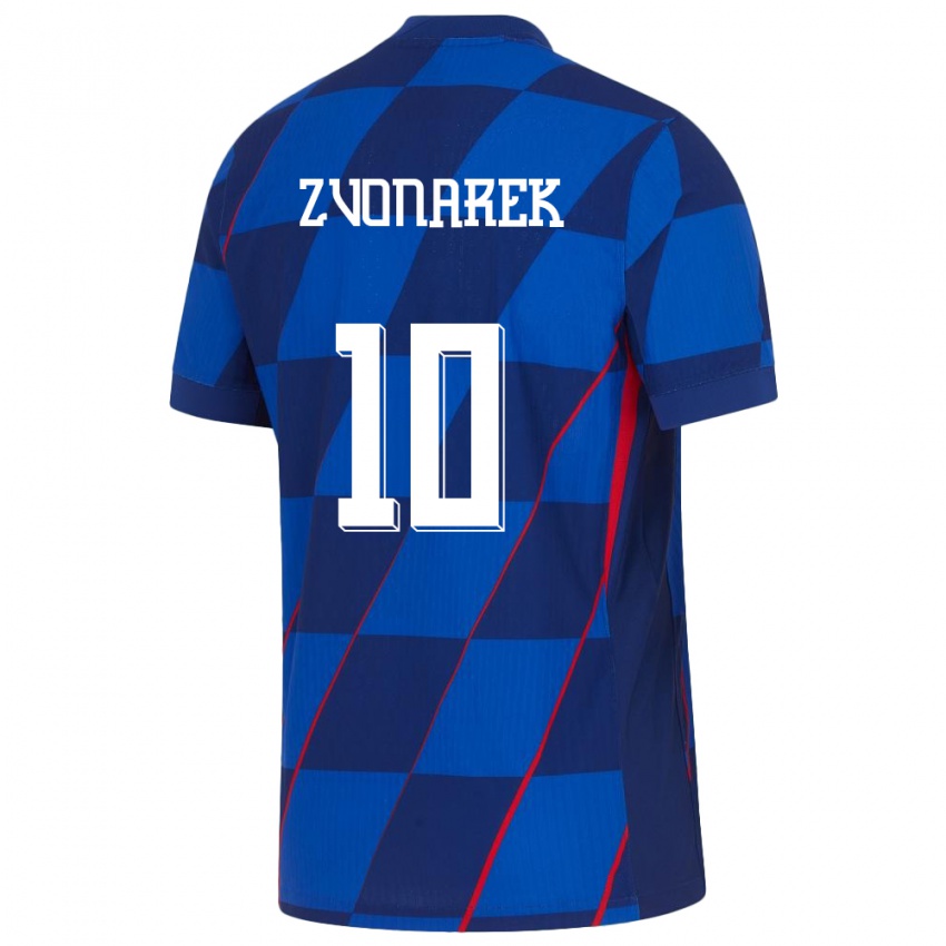 Kinder Kroatien Lovro Zvonarek #10 Blau Auswärtstrikot Trikot 24-26 T-Shirt Österreich