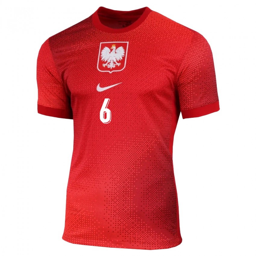 Kinder Polen Patryk Olejnik #6 Rot Auswärtstrikot Trikot 24-26 T-Shirt Österreich