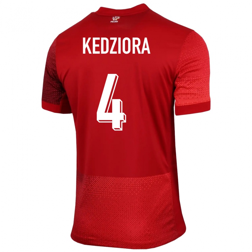 Kinder Polen Tomasz Kedziora #4 Rot Auswärtstrikot Trikot 24-26 T-Shirt Österreich