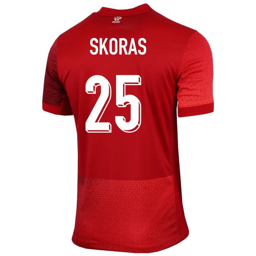 Kinder Polen Michal Skoras #25 Rot Auswärtstrikot Trikot 24-26 T-Shirt Österreich