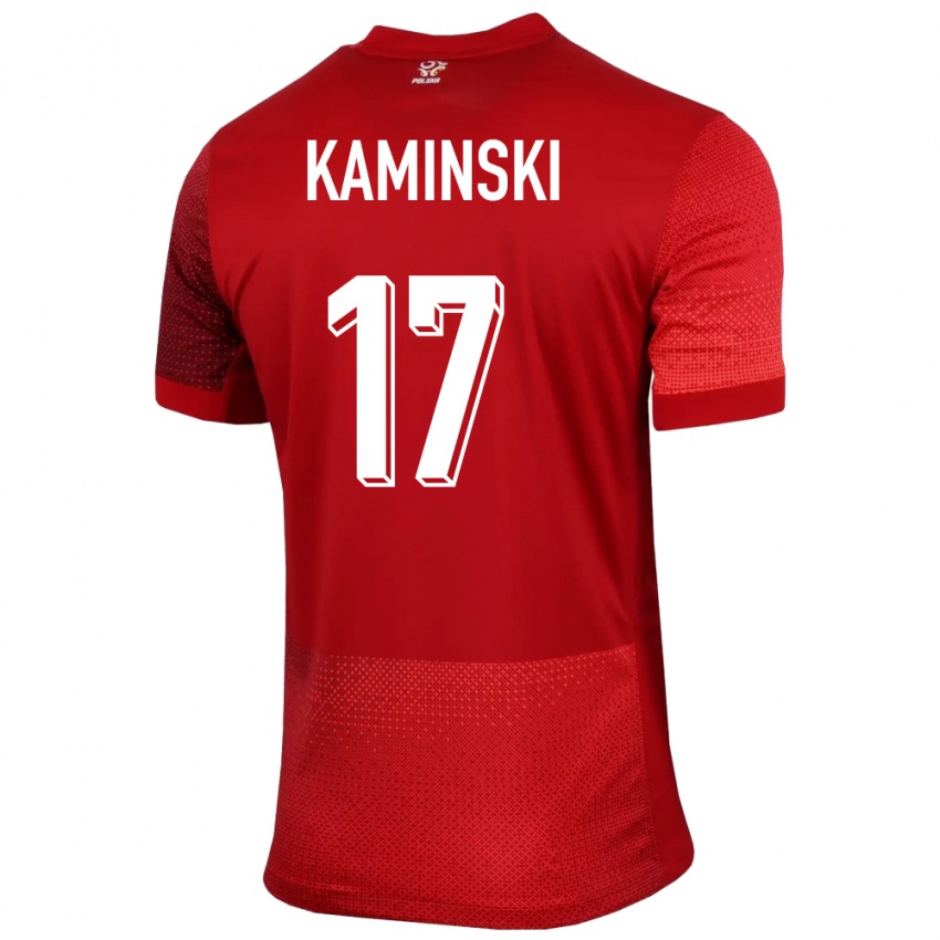 Kinder Polen Jakub Kaminski #17 Rot Auswärtstrikot Trikot 24-26 T-Shirt Österreich