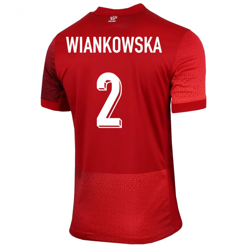 Kinder Polen Martyna Wiankowska #2 Rot Auswärtstrikot Trikot 24-26 T-Shirt Österreich