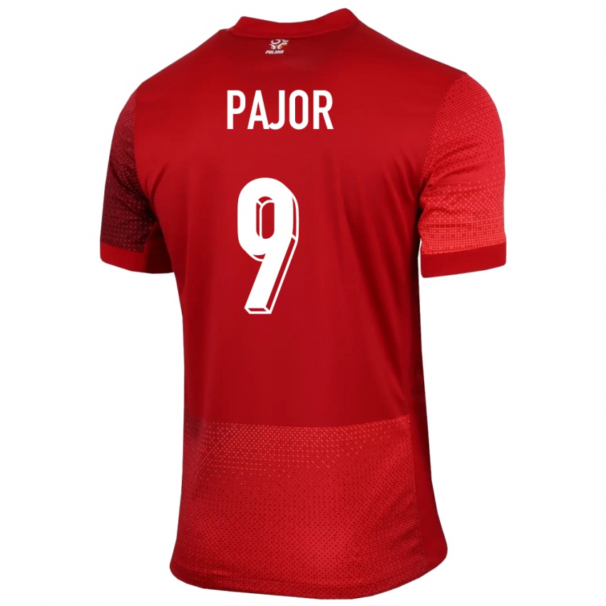 Kinder Polen Ewa Pajor #9 Rot Auswärtstrikot Trikot 24-26 T-Shirt Österreich