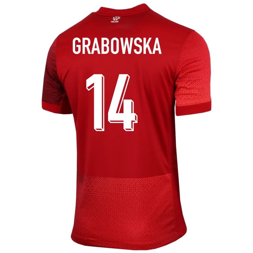 Kinder Polen Dominika Grabowska #14 Rot Auswärtstrikot Trikot 24-26 T-Shirt Österreich