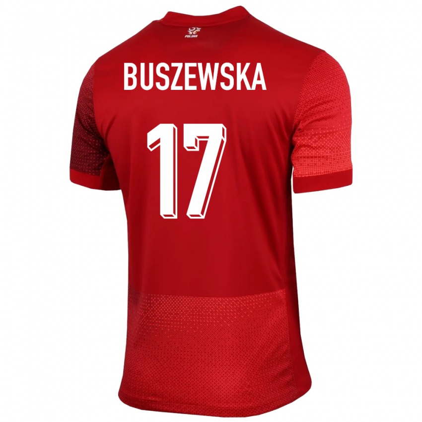 Kinder Polen Zofia Buszewska #17 Rot Auswärtstrikot Trikot 24-26 T-Shirt Österreich