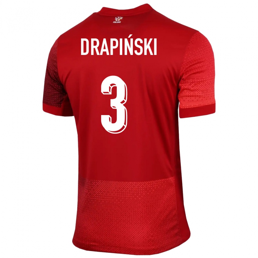 Kinder Polen Igor Drapinski #3 Rot Auswärtstrikot Trikot 24-26 T-Shirt Österreich