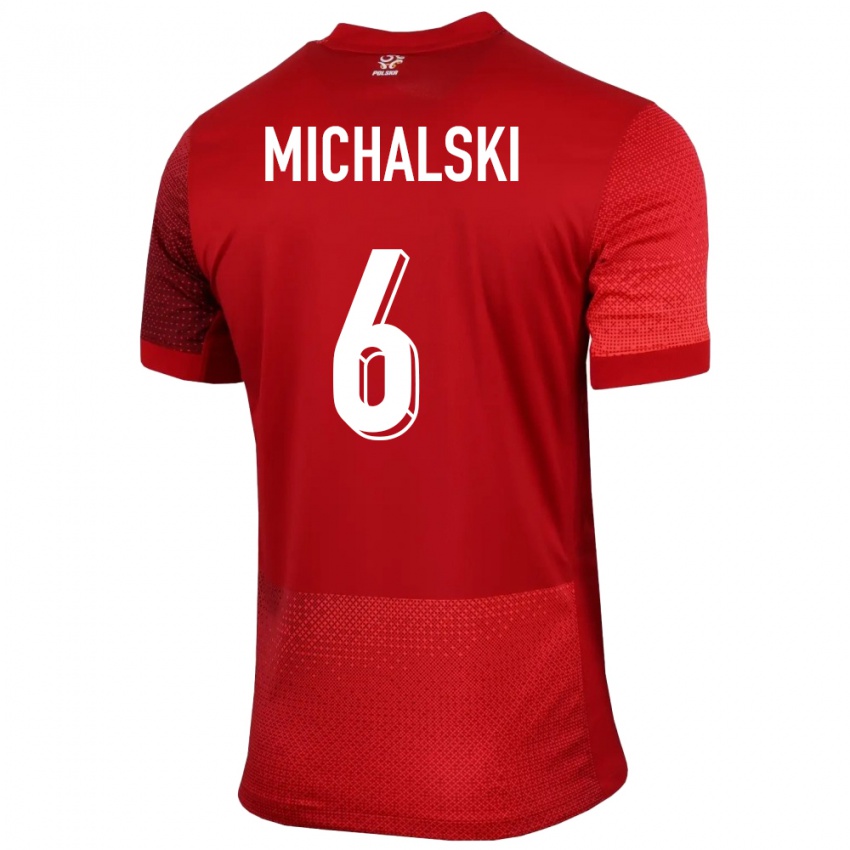 Kinder Polen Szymon Michalski #6 Rot Auswärtstrikot Trikot 24-26 T-Shirt Österreich