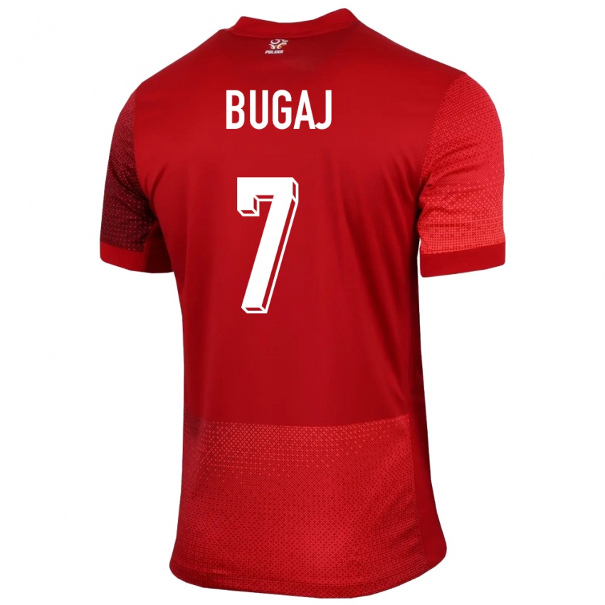 Kinder Polen Dawid Bugaj #7 Rot Auswärtstrikot Trikot 24-26 T-Shirt Österreich