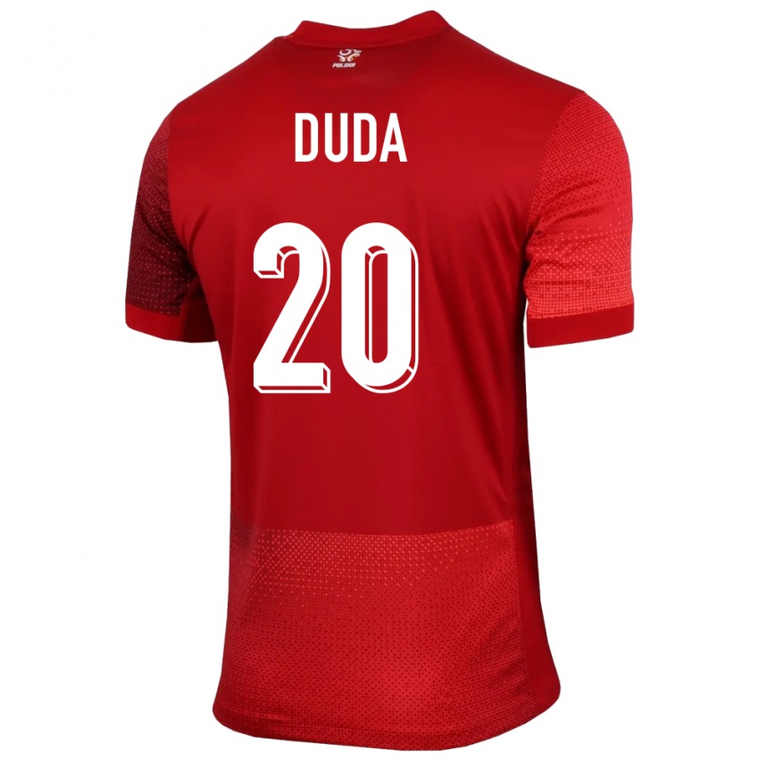 Kinder Polen Kacper Duda #20 Rot Auswärtstrikot Trikot 24-26 T-Shirt Österreich