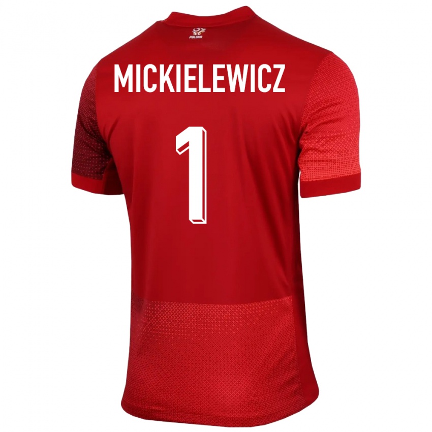 Kinder Polen Aleksander Mickielewicz #1 Rot Auswärtstrikot Trikot 24-26 T-Shirt Österreich