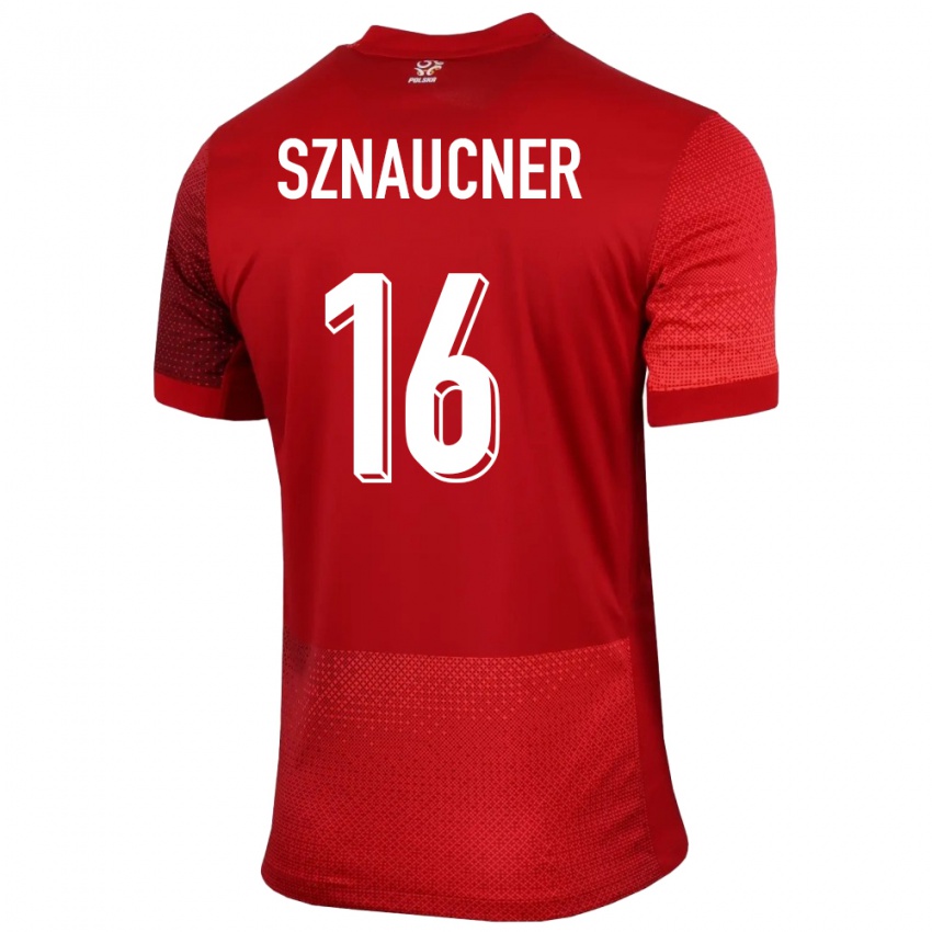 Kinder Polen Maksymilian Sznaucner #16 Rot Auswärtstrikot Trikot 24-26 T-Shirt Österreich