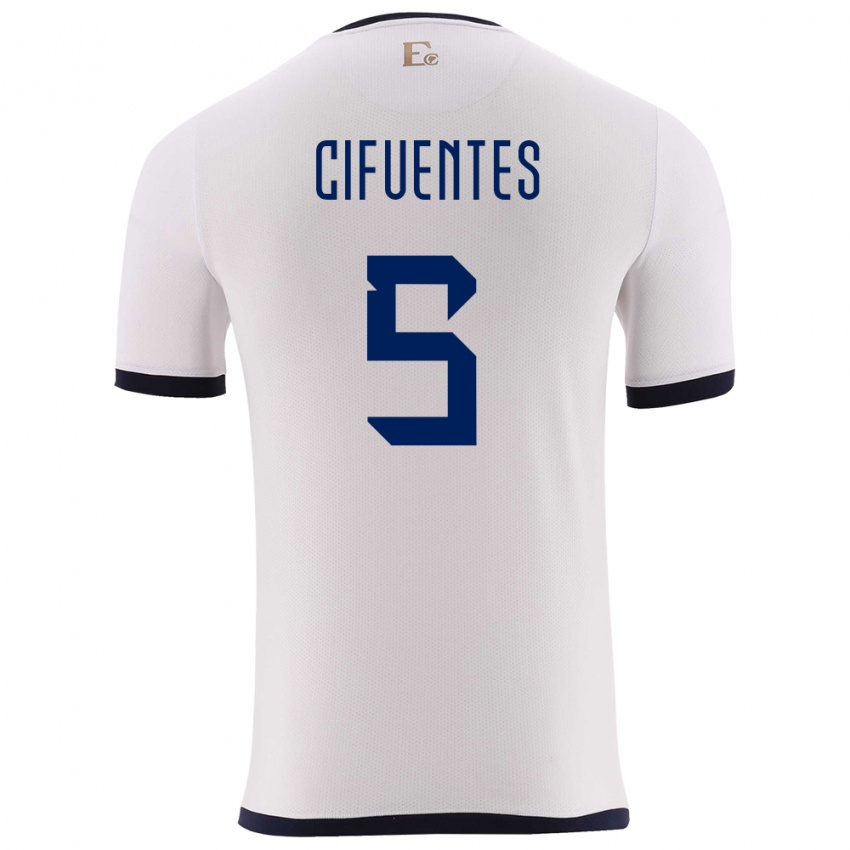 Kinder Ecuador Jose Cifuentes #5 Weiß Auswärtstrikot Trikot 24-26 T-Shirt Österreich