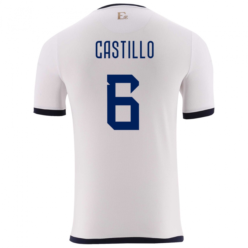 Kinder Ecuador Byron Castillo #6 Weiß Auswärtstrikot Trikot 24-26 T-Shirt Österreich