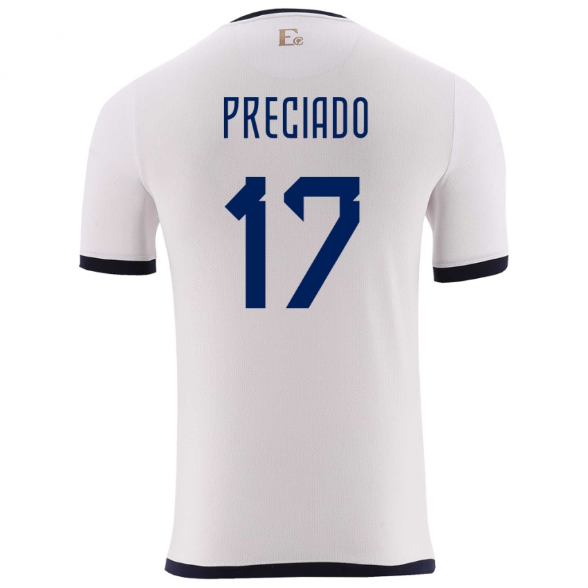 Kinder Ecuador Angelo Preciado #17 Weiß Auswärtstrikot Trikot 24-26 T-Shirt Österreich