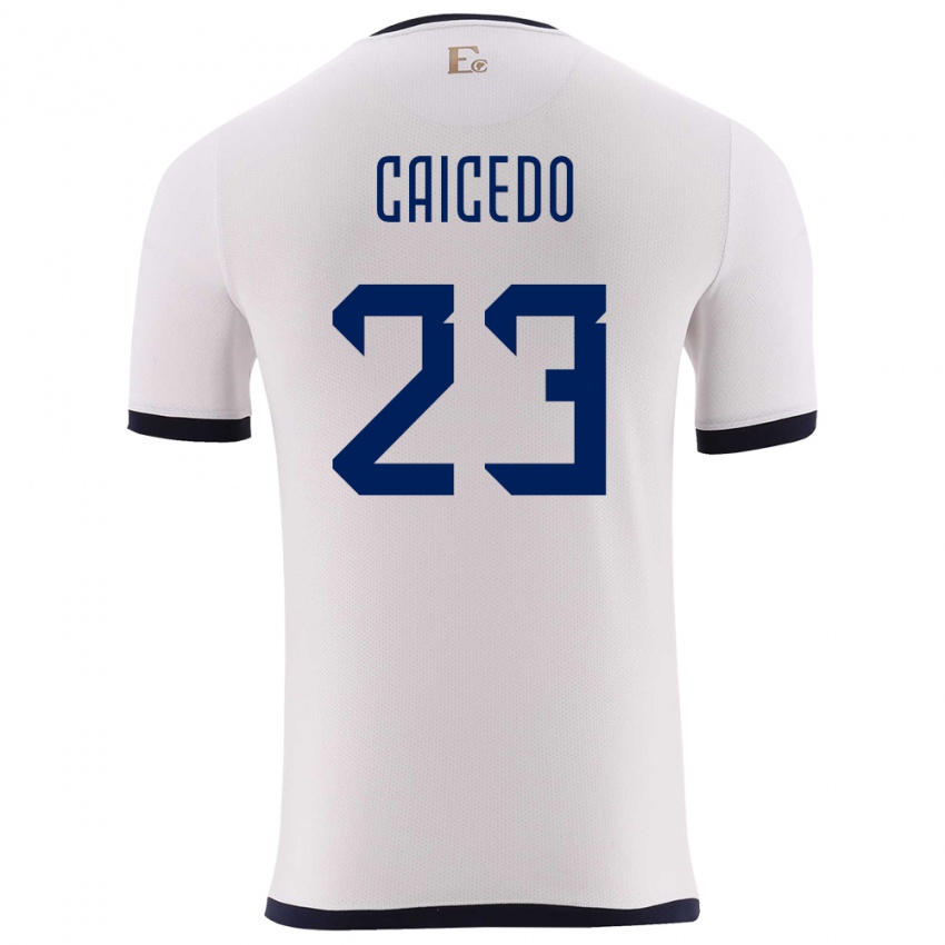 Kinder Ecuador Moises Caicedo #23 Weiß Auswärtstrikot Trikot 24-26 T-Shirt Österreich