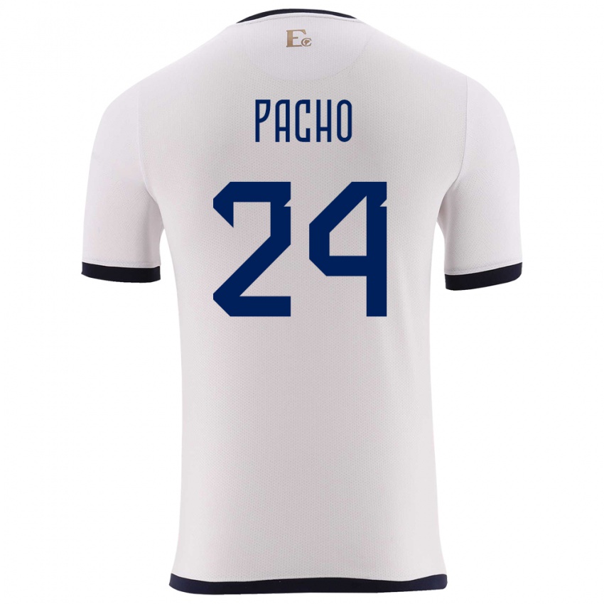 Kinder Ecuador William Pacho #24 Weiß Auswärtstrikot Trikot 24-26 T-Shirt Österreich