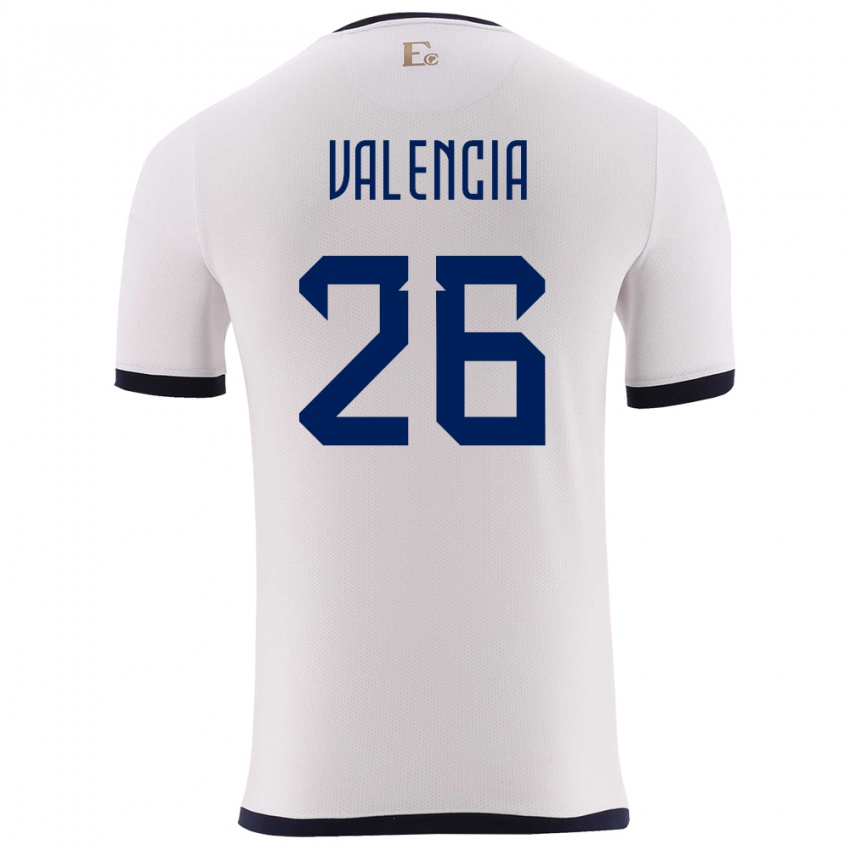 Kinder Ecuador Anthony Valencia #26 Weiß Auswärtstrikot Trikot 24-26 T-Shirt Österreich