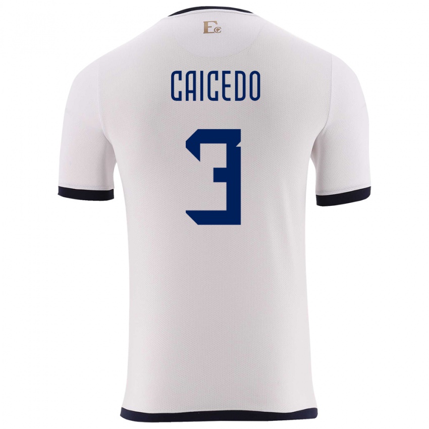 Kinder Ecuador Jessy Caicedo #3 Weiß Auswärtstrikot Trikot 24-26 T-Shirt Österreich