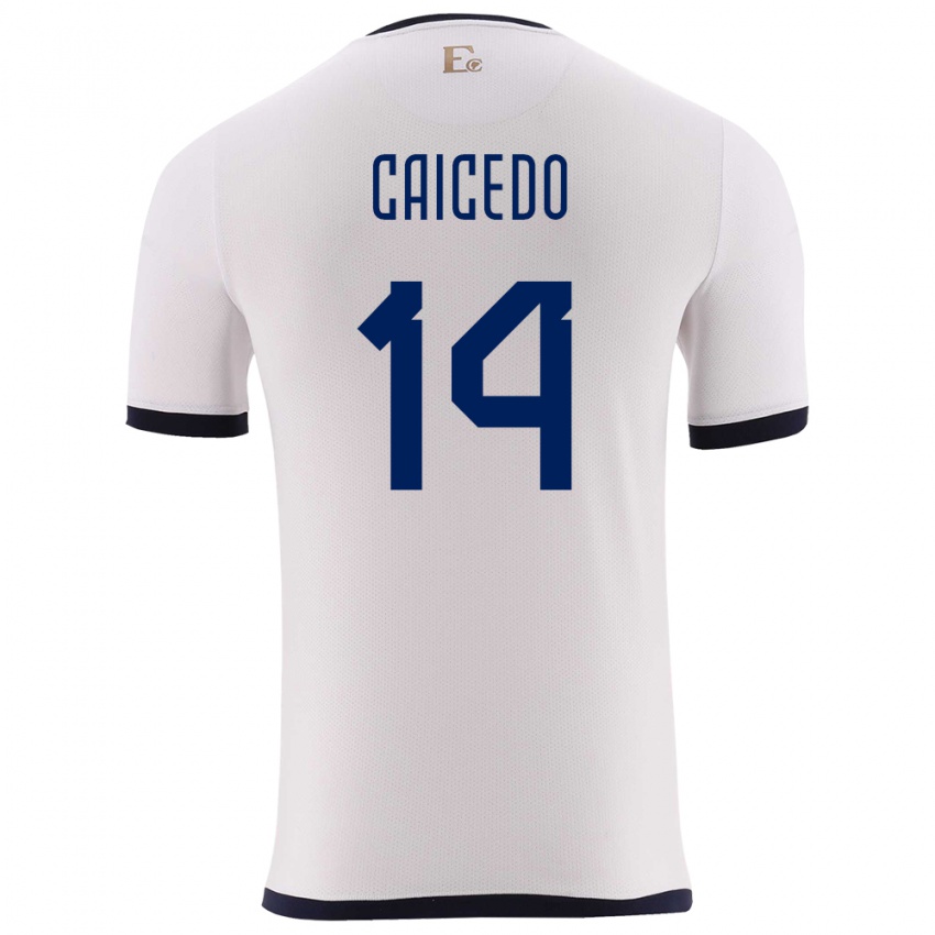 Kinder Ecuador Carina Caicedo #14 Weiß Auswärtstrikot Trikot 24-26 T-Shirt Österreich