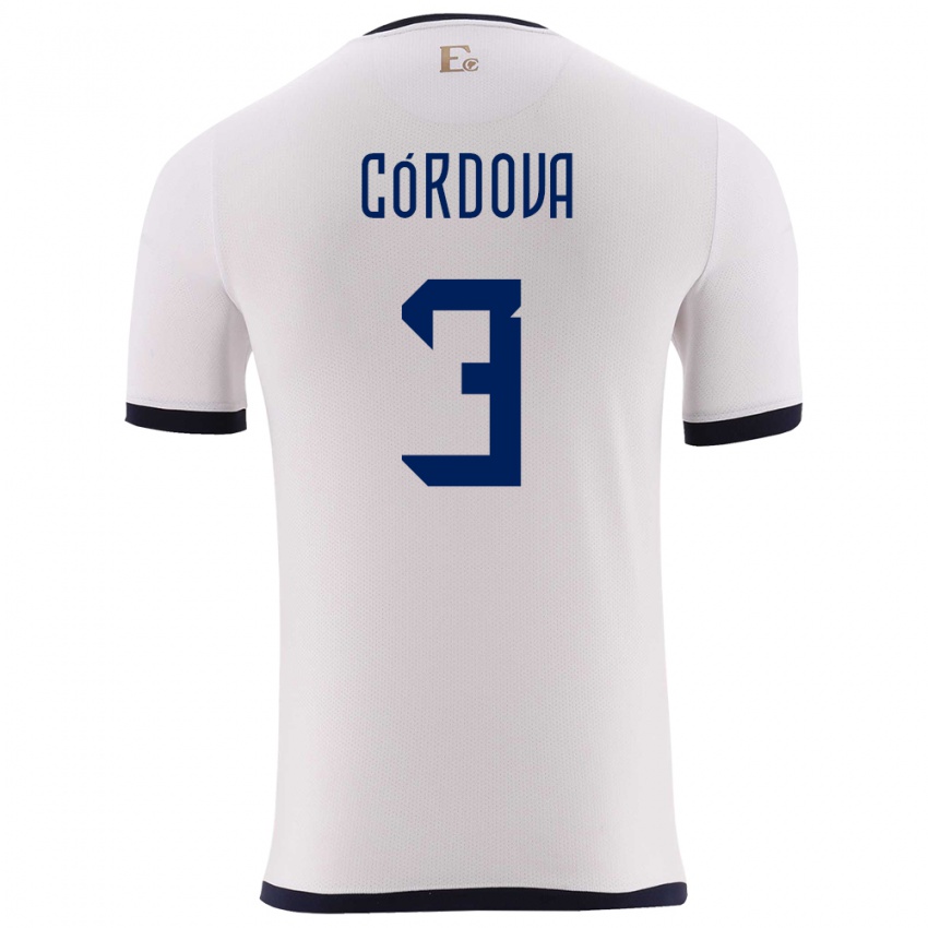 Kinder Ecuador Luis Cordova #3 Weiß Auswärtstrikot Trikot 24-26 T-Shirt Österreich