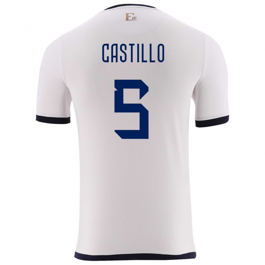 Kinder Ecuador Denil Castillo #5 Weiß Auswärtstrikot Trikot 24-26 T-Shirt Österreich