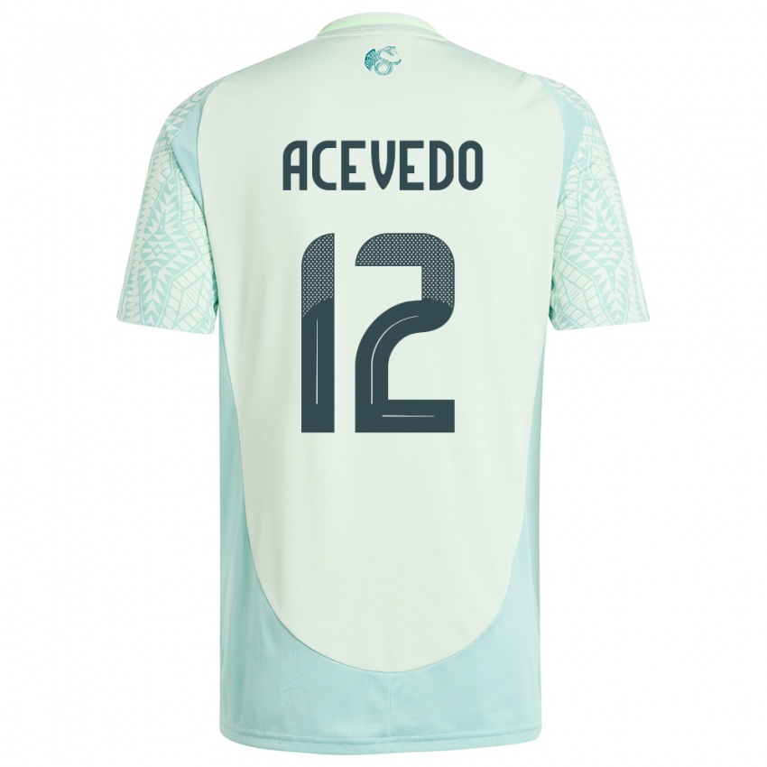 Kinder Mexiko Carlos Acevedo #12 Leinengrün Auswärtstrikot Trikot 24-26 T-Shirt Österreich