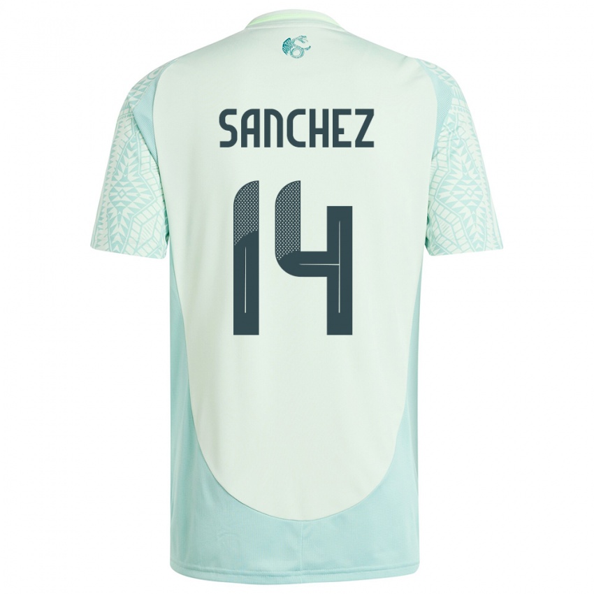 Kinder Mexiko Erick Sanchez #14 Leinengrün Auswärtstrikot Trikot 24-26 T-Shirt Österreich