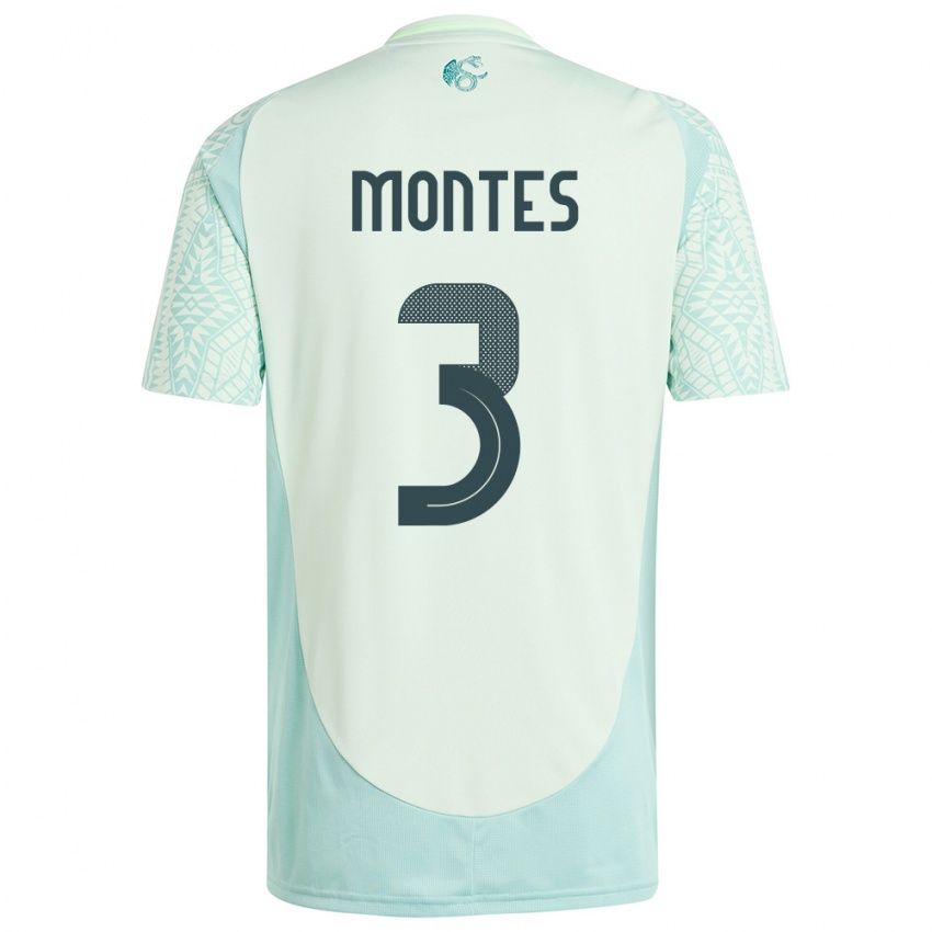 Kinder Mexiko Cesar Montes #3 Leinengrün Auswärtstrikot Trikot 24-26 T-Shirt Österreich