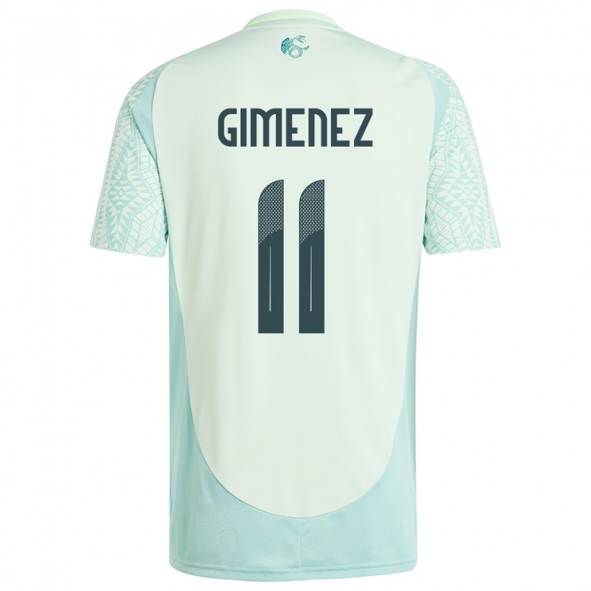 Kinder Mexiko Santiago Gimenez #11 Leinengrün Auswärtstrikot Trikot 24-26 T-Shirt Österreich