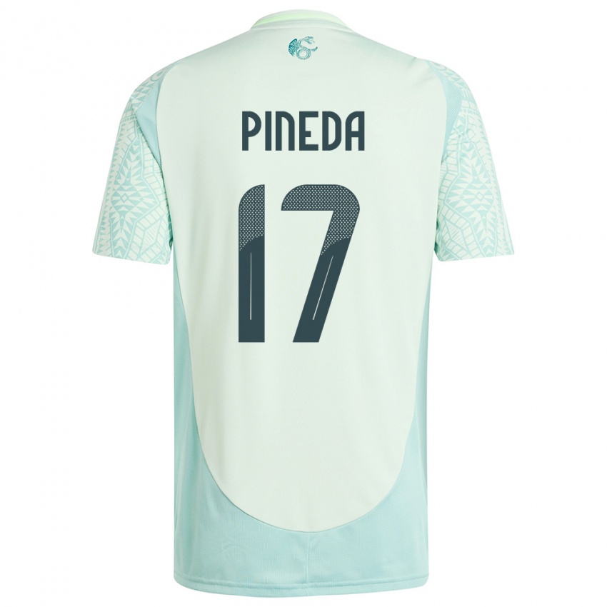 Kinder Mexiko Orbelin Pineda #17 Leinengrün Auswärtstrikot Trikot 24-26 T-Shirt Österreich