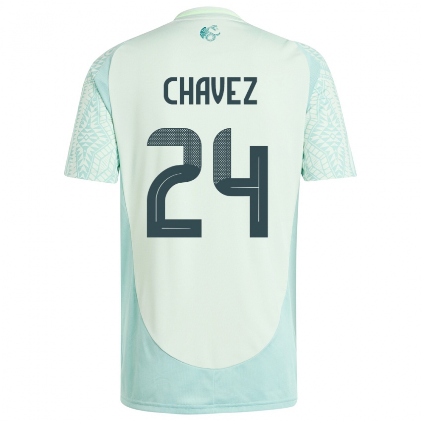 Kinder Mexiko Luis Chavez #24 Leinengrün Auswärtstrikot Trikot 24-26 T-Shirt Österreich