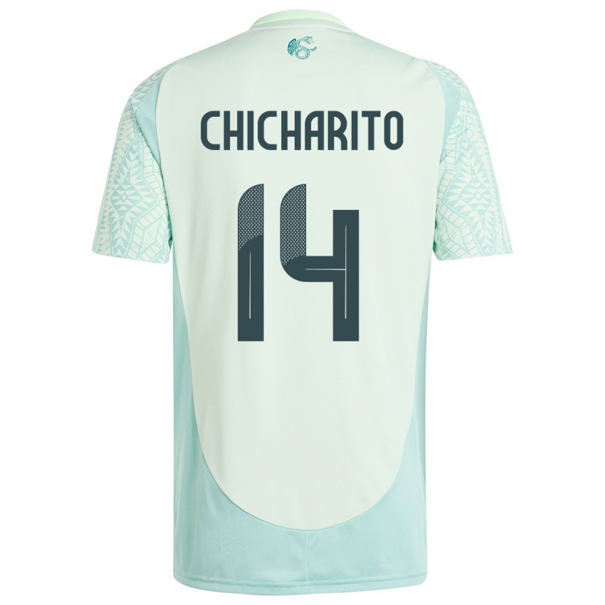 Kinder Mexiko Chicharito #14 Leinengrün Auswärtstrikot Trikot 24-26 T-Shirt Österreich