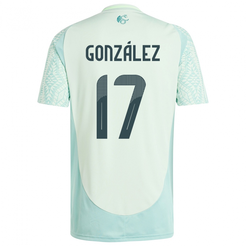 Kinder Mexiko Alison Gonzalez #17 Leinengrün Auswärtstrikot Trikot 24-26 T-Shirt Österreich