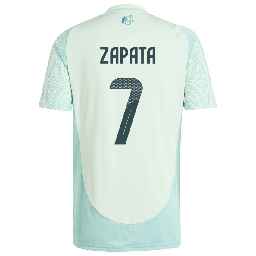 Kinder Mexiko Angel Zapata #7 Leinengrün Auswärtstrikot Trikot 24-26 T-Shirt Österreich