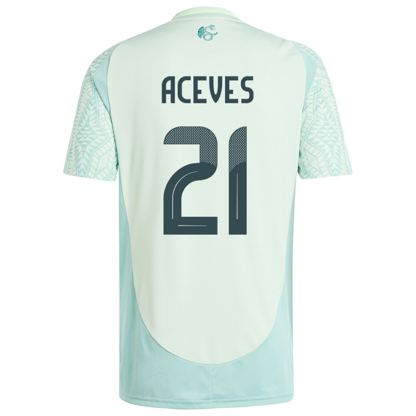 Kinder Mexiko Daniel Aceves #21 Leinengrün Auswärtstrikot Trikot 24-26 T-Shirt Österreich