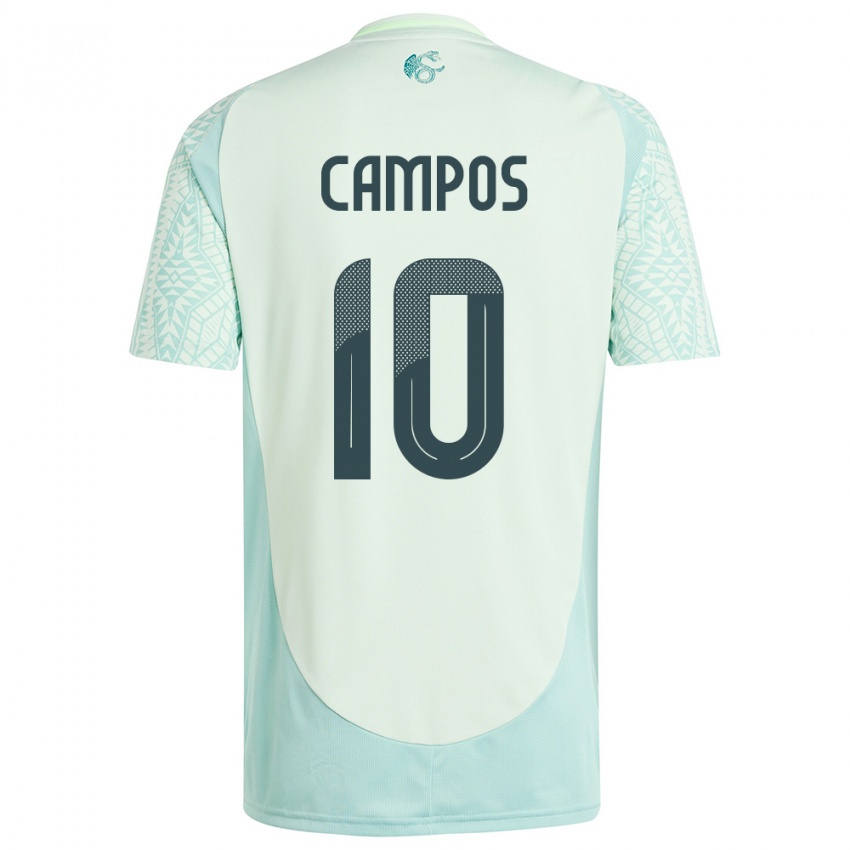 Kinder Mexiko Karel Campos #10 Leinengrün Auswärtstrikot Trikot 24-26 T-Shirt Österreich