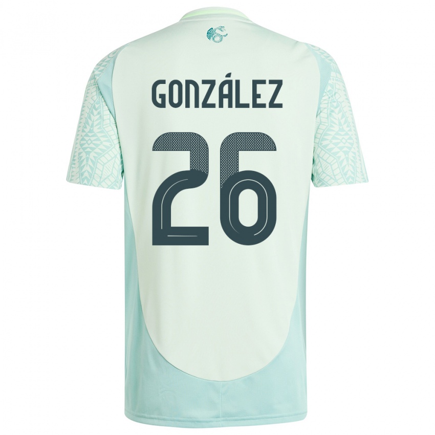 Kinder Mexiko Bryan Gonzalez #26 Leinengrün Auswärtstrikot Trikot 24-26 T-Shirt Österreich