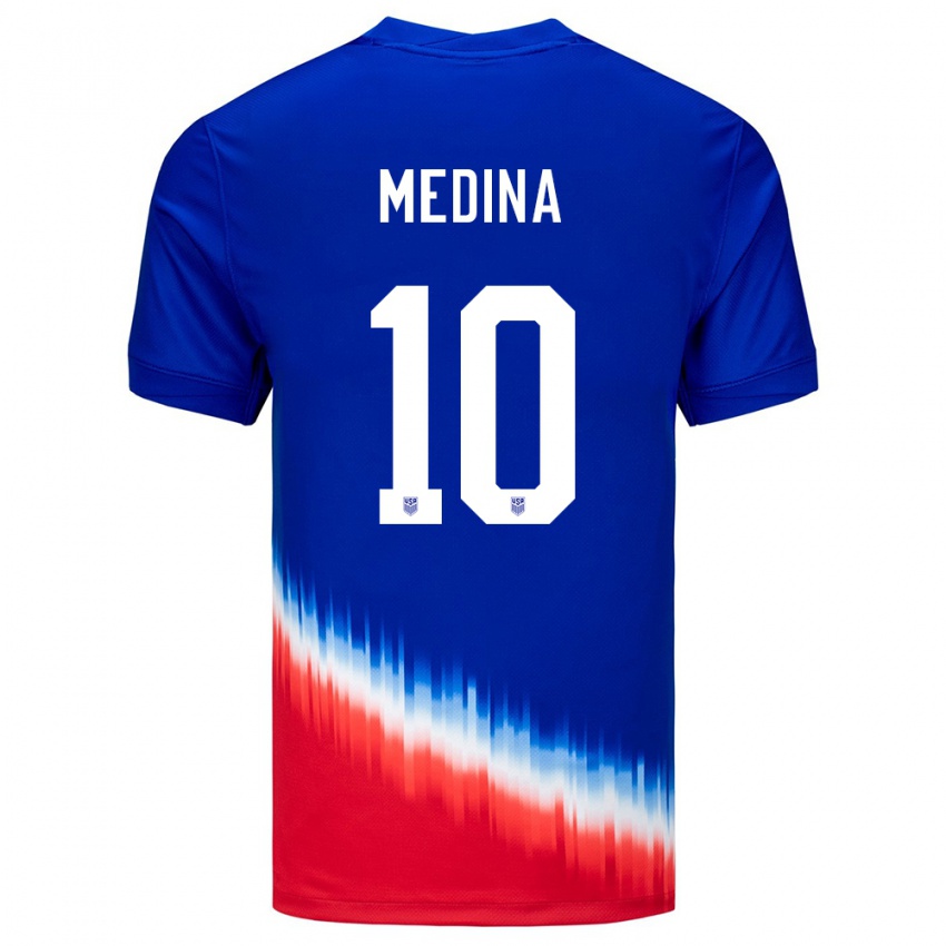 Kinder Vereinigte Staaten Cruz Medina #10 Blau Auswärtstrikot Trikot 24-26 T-Shirt Österreich