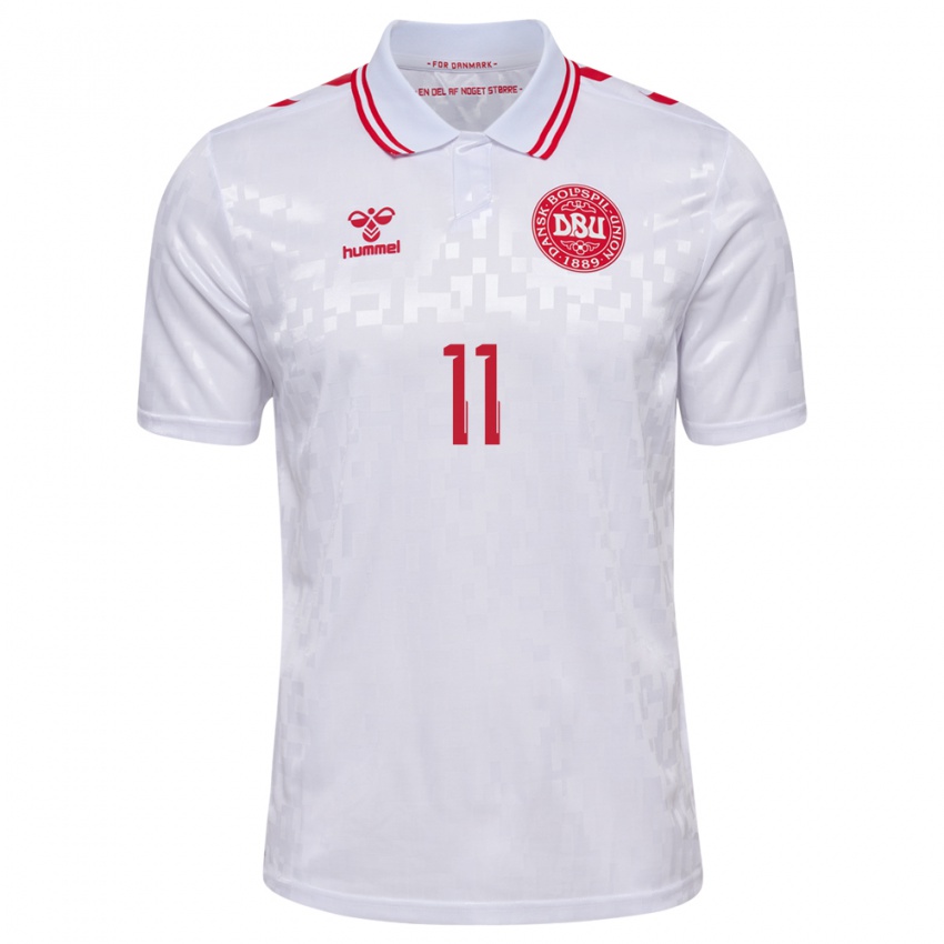 Kinder Dänemark Andreas Skov Olsen #11 Weiß Auswärtstrikot Trikot 24-26 T-Shirt Österreich