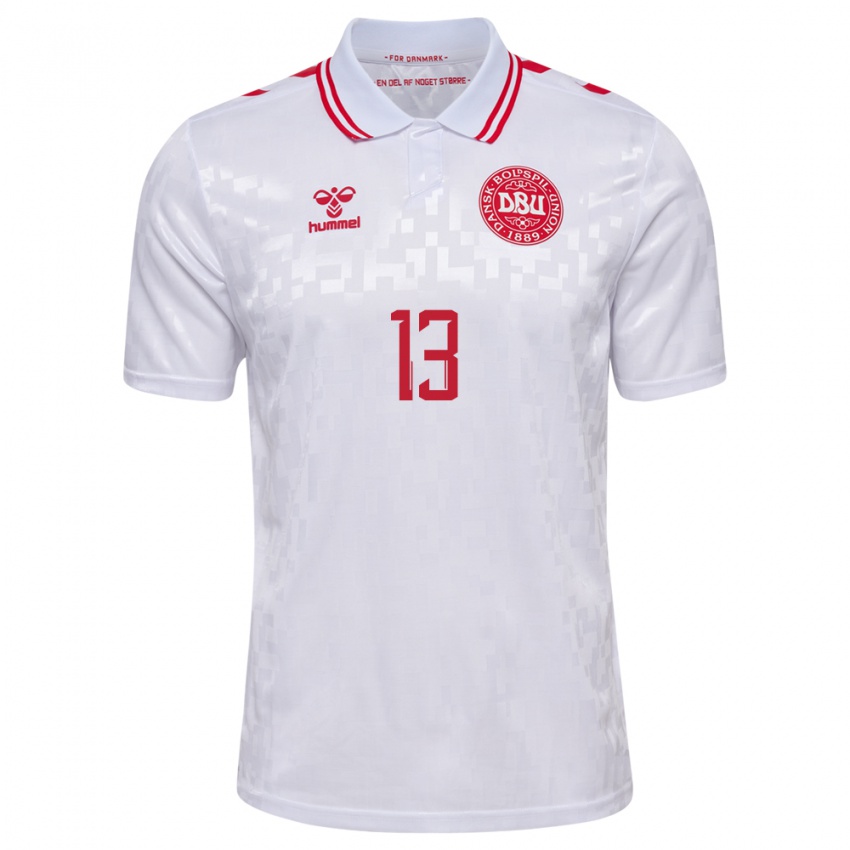 Kinder Dänemark Karoline Olesen #13 Weiß Auswärtstrikot Trikot 24-26 T-Shirt Österreich