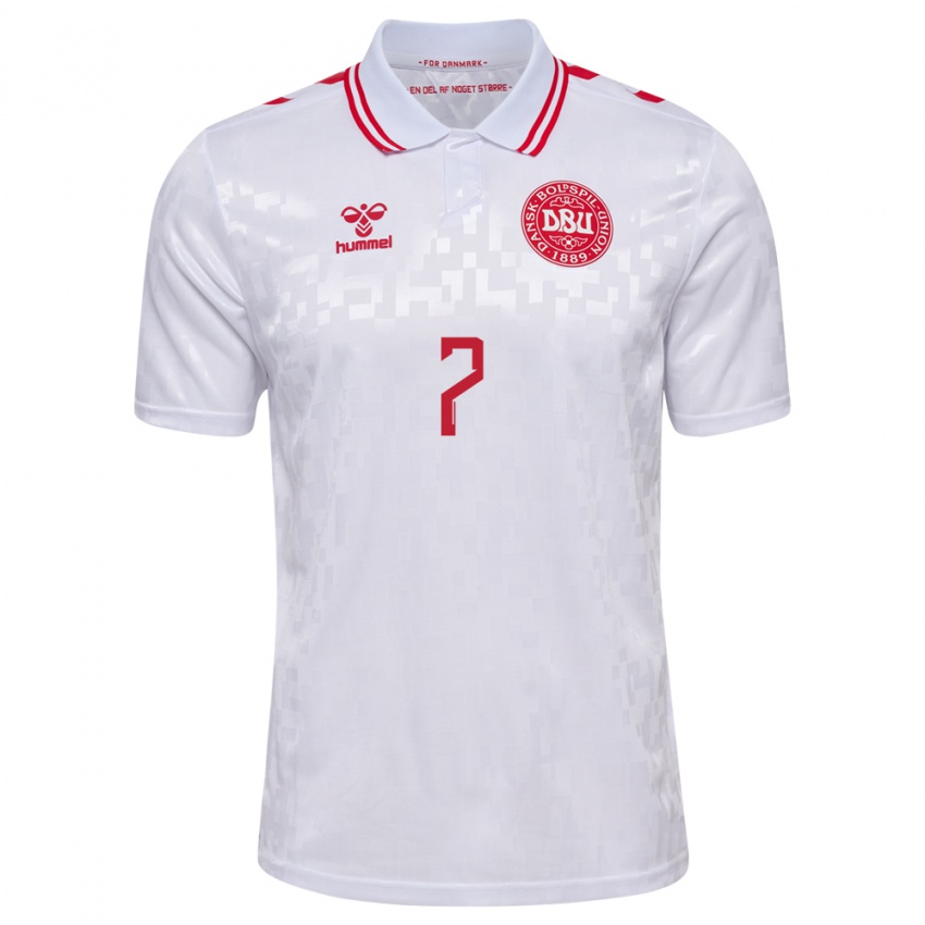 Kinder Dänemark Mathias Jensen #7 Weiß Auswärtstrikot Trikot 24-26 T-Shirt Österreich