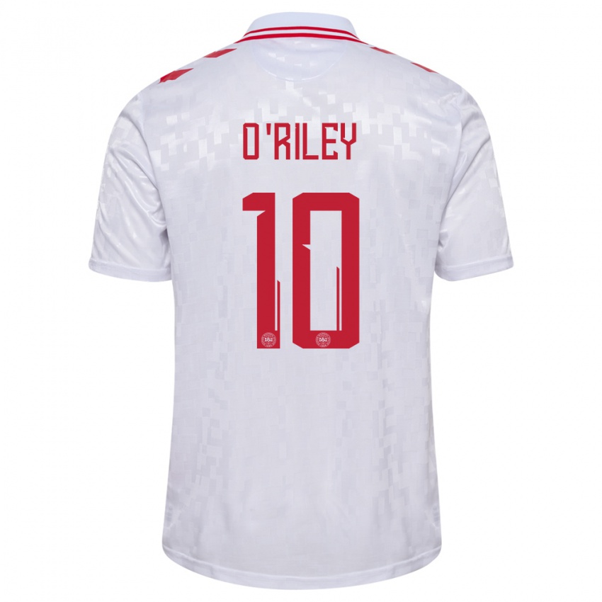 Kinder Dänemark Matt O Riley #10 Weiß Auswärtstrikot Trikot 24-26 T-Shirt Österreich