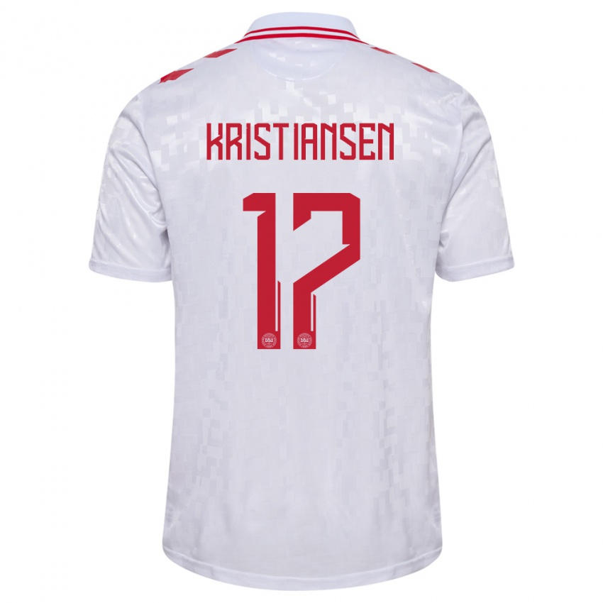 Kinder Dänemark Victor Kristiansen #17 Weiß Auswärtstrikot Trikot 24-26 T-Shirt Österreich