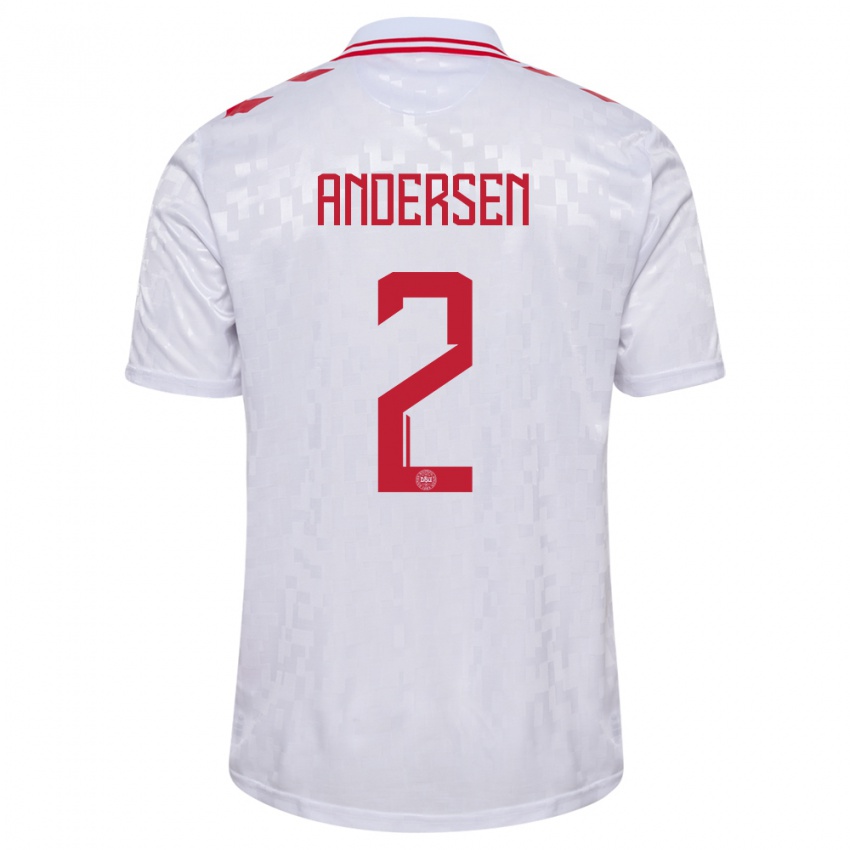 Kinder Dänemark Joachim Andersen #2 Weiß Auswärtstrikot Trikot 24-26 T-Shirt Österreich